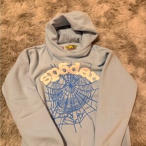 Men's Light Blue Spider Web Hoodie